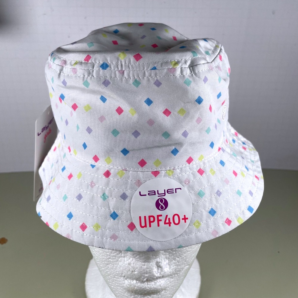 Layer 8 UPF 40+ Bucket Hat Girls Infant‎ Colorful Diamond Print Sun Hat
